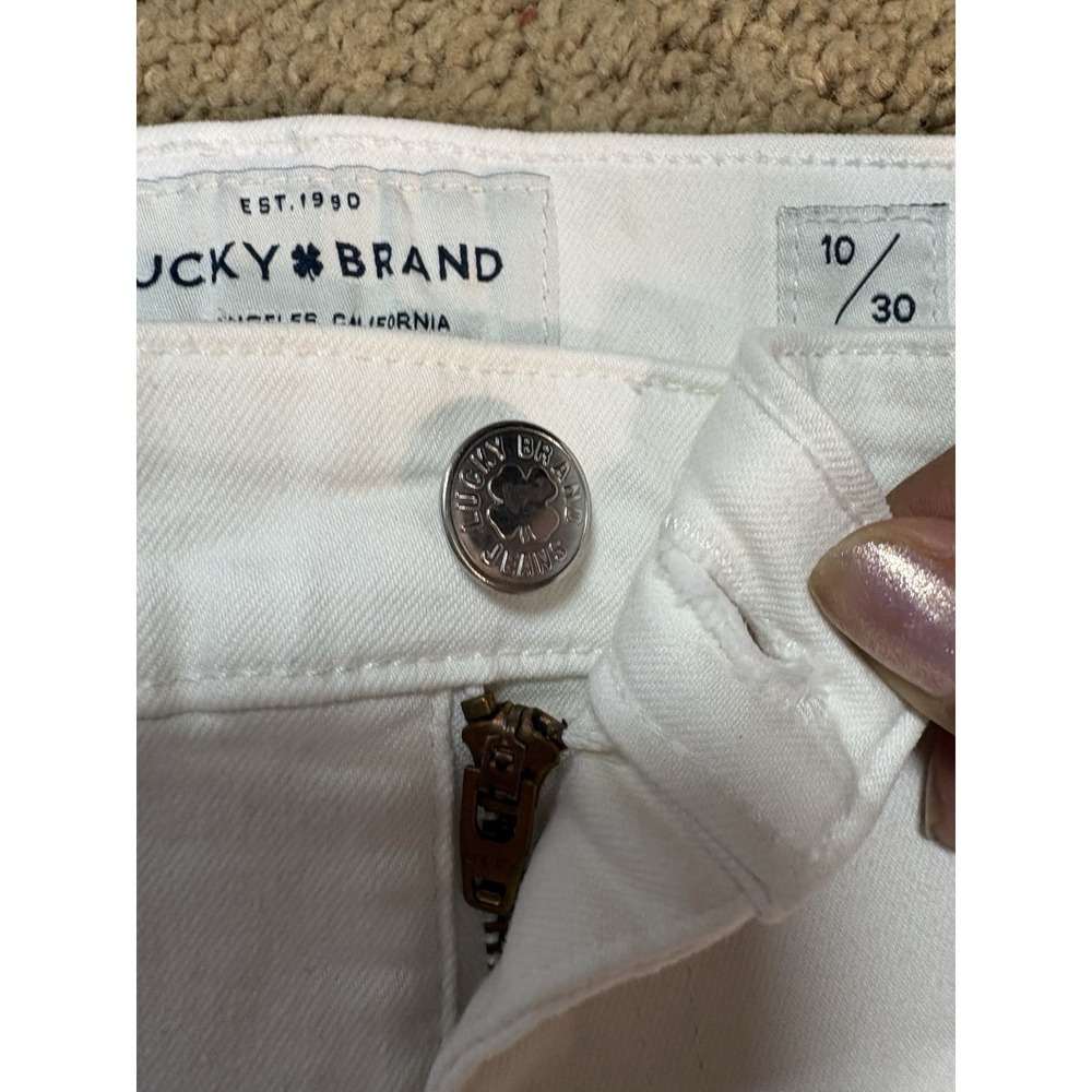 Lucky Brand Ava Skinny Jeans Women Size 10/30 White Mid Rise Preppy - Picture 2 of 9